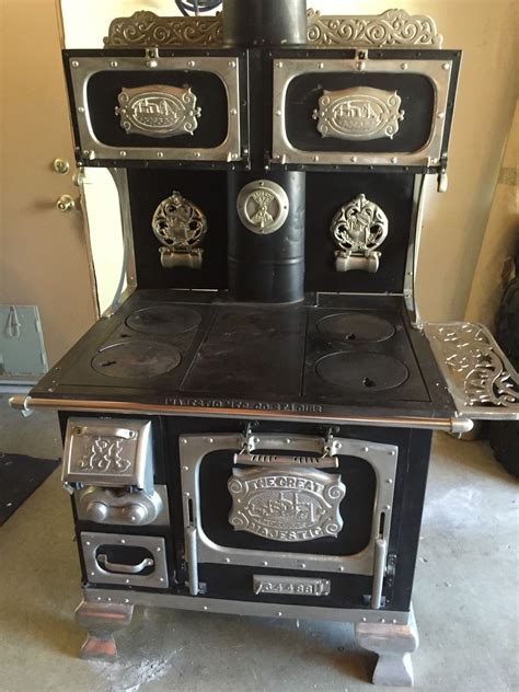 Antique wood stoves - Jun 21, 2021 · These stoves will range in width size and height, but the depth measurement will generally be 27"-29" for most. Listing details for the various features and specifics for each model are posted for each stove model. Pricing will range generally from $ 3,800.00 - $ 8,000.00 for most of our small to medium, fully restored stoves, and the larger ...